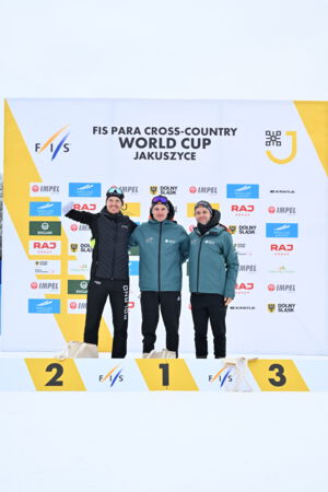 Sebastian Marburger und Max Weidner auf dem Podium. Foto: FIS / Action Press / Kacper Kirklewski